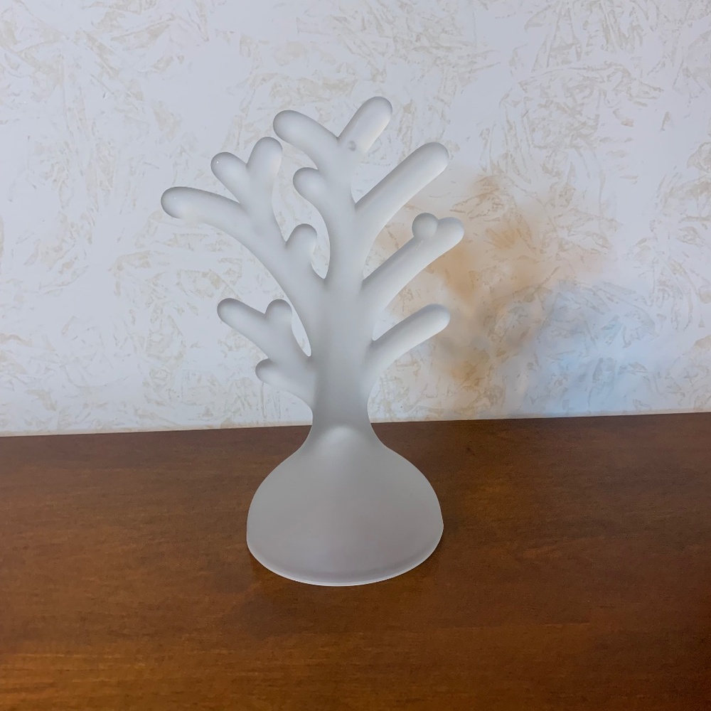 Home: Frosted Glass Tree Jewelry Holder